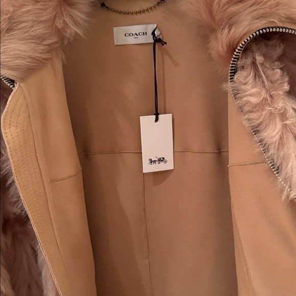 COACH 1941 LAMB SHEARLING LEATHER COAT WITH STITCHED LEATHER FRONT DETAIL SIZE 4 - Picture 13 of 14